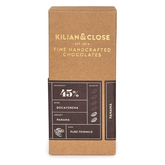 Kilian and Close Panama Schokolade 45 Prozent Kakao – Bocatorena Bohne feinmild handgemacht