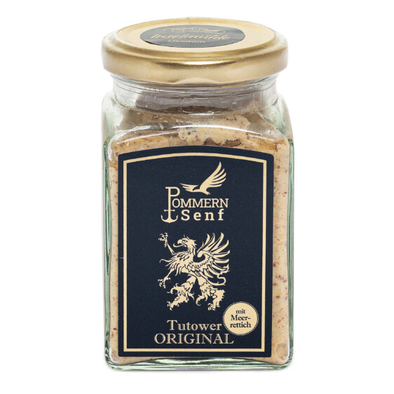Pommern Senf Tutower Original mit Meerrettich – regionaler Feinkostsenf aus Usedom im Glas